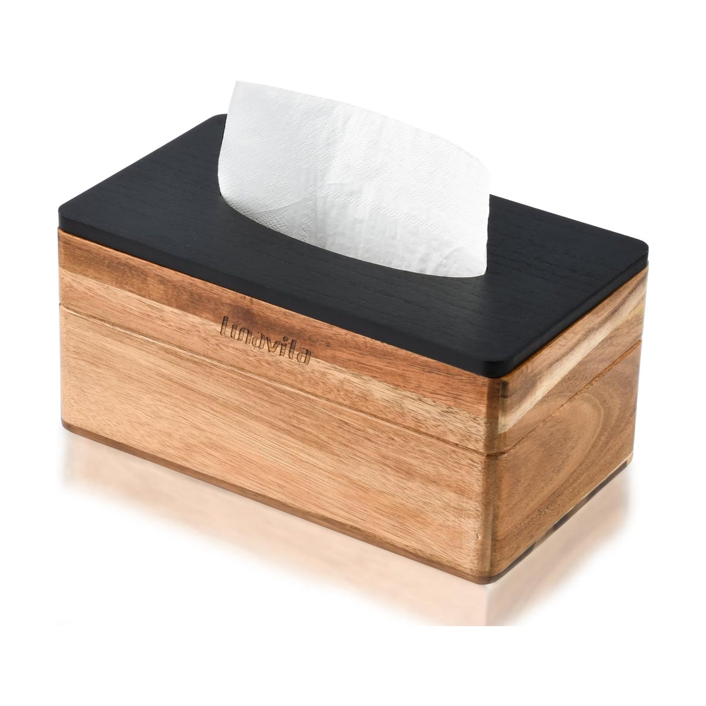 Wood Tissue Box Holder / Acacia / Rectangle