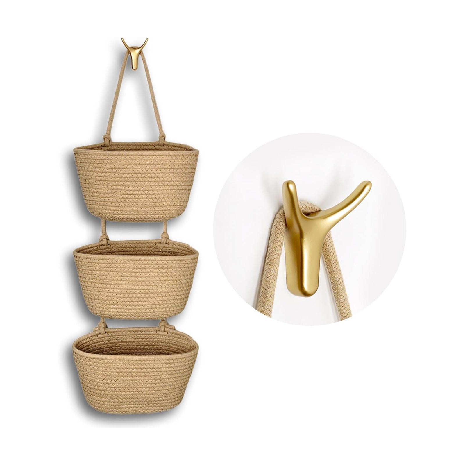Wall-Mounted Woven Storage Organizer Bag / Jute