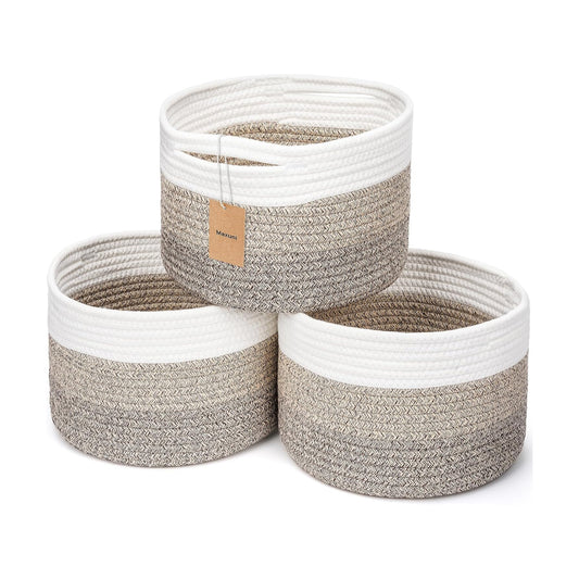 Round Woven Basket / Mixed Brown / Set of 3