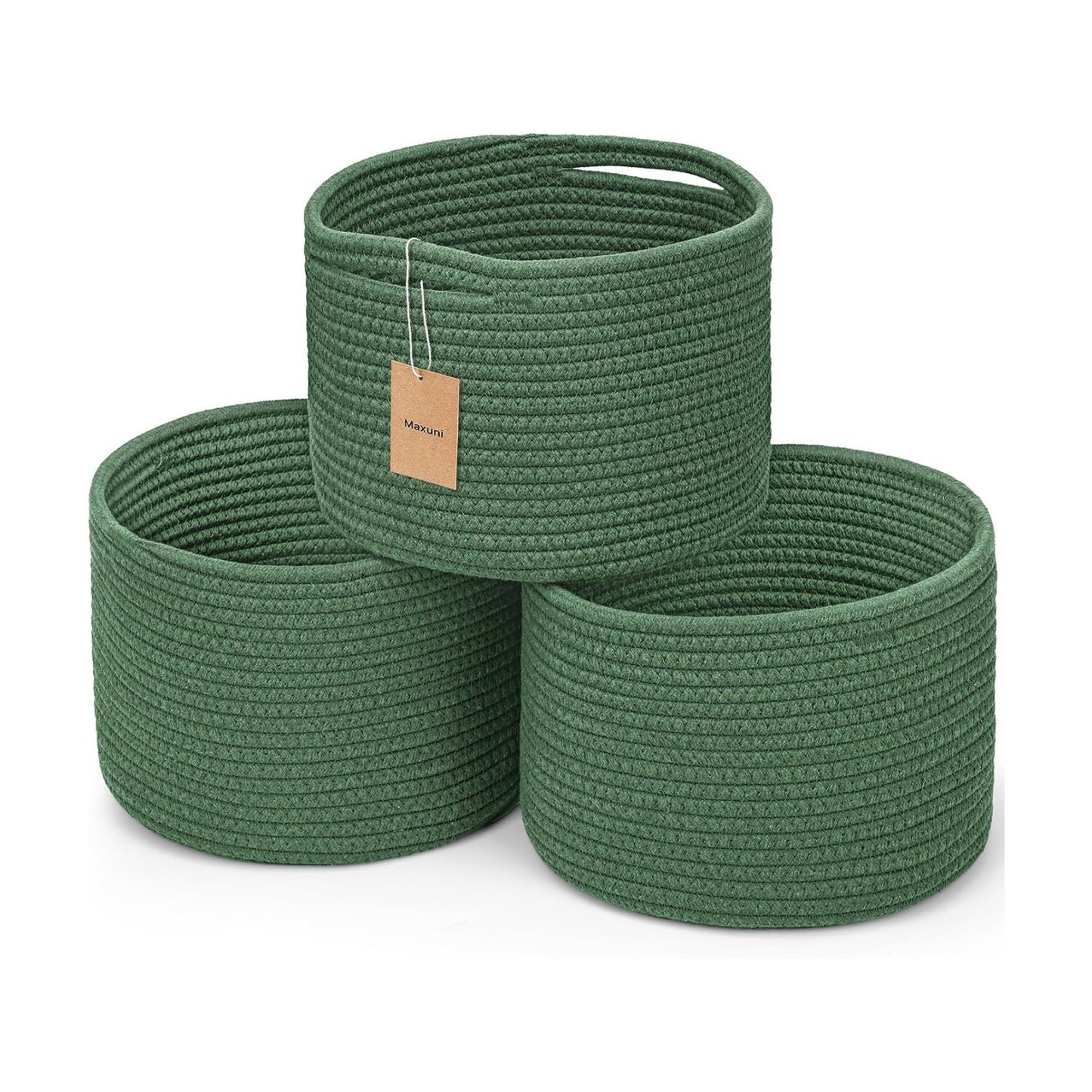 Round Woven Basket / Green / Set of 3