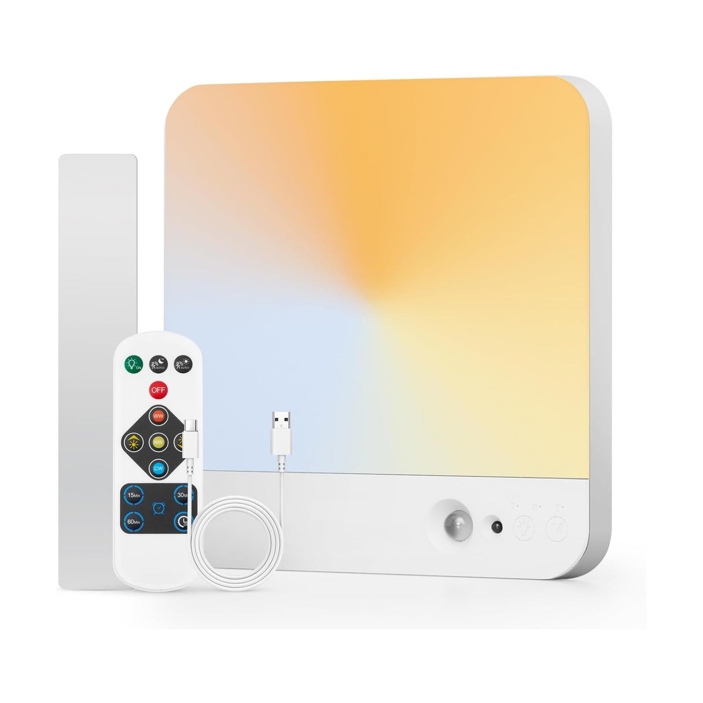 Rechargeable Ceiling Lights Square 60 Day Battery Operated, 7.87" Wireless Motion Sensor Shower Lighting with Remote 3