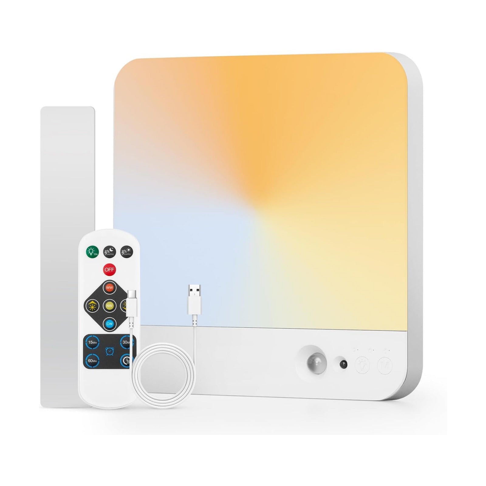 Rechargeable Ceiling Lights Square 60 Day Battery Operated, 7.87" Wireless Motion Sensor Shower Lighting with Remote 3