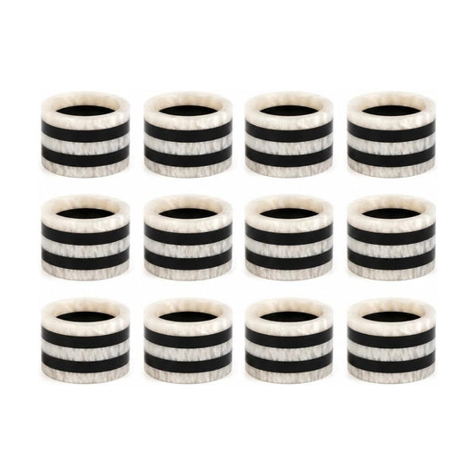 Epoxy Resin Napkin Rings, Set of 12, Black & White | Premium resin, 2x2x1.25 in each, rust-resistant, lightweight
