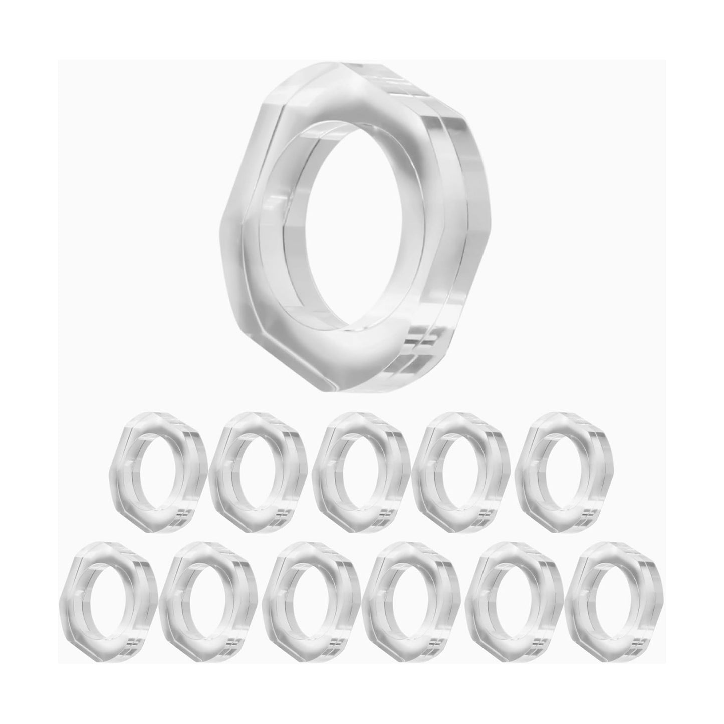 Clear Acrylic Napkin Rings, Bulk Set of 12, Table Settings | 2.25x2.25x0.5 in each, lightweight plastic, reusable, easy