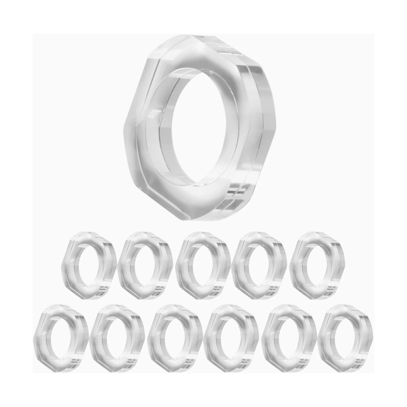 Clear Acrylic Napkin Rings, Bulk Set of 12, Table Settings | 2.25x2.25x0.5 in each, lightweight plastic, reusable, easy