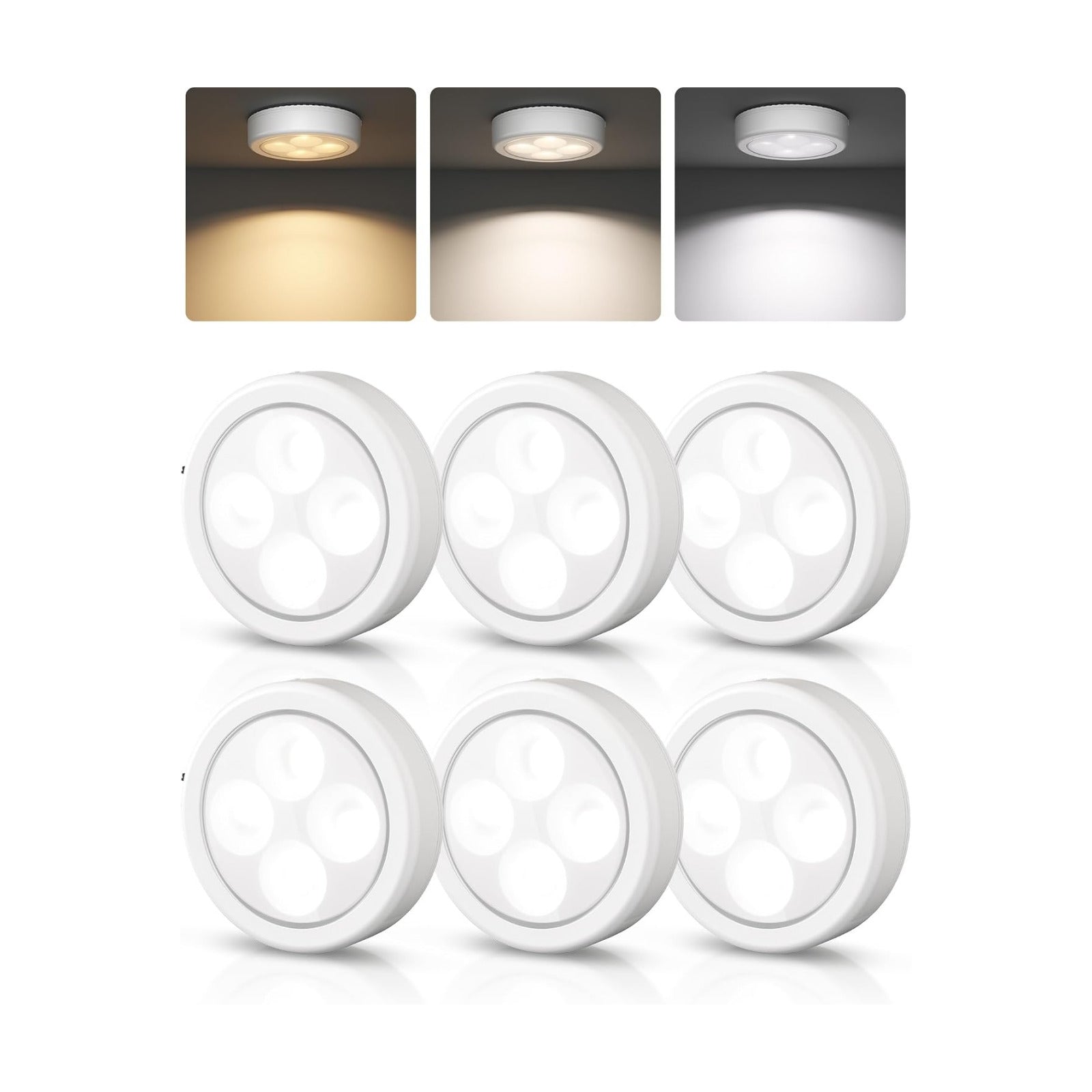 EZVALO LED Puck Lights, Rechargeable Stick On Tap Lights, Wireless Closet Light, 3 Color Temps, Under Cabinet Lights