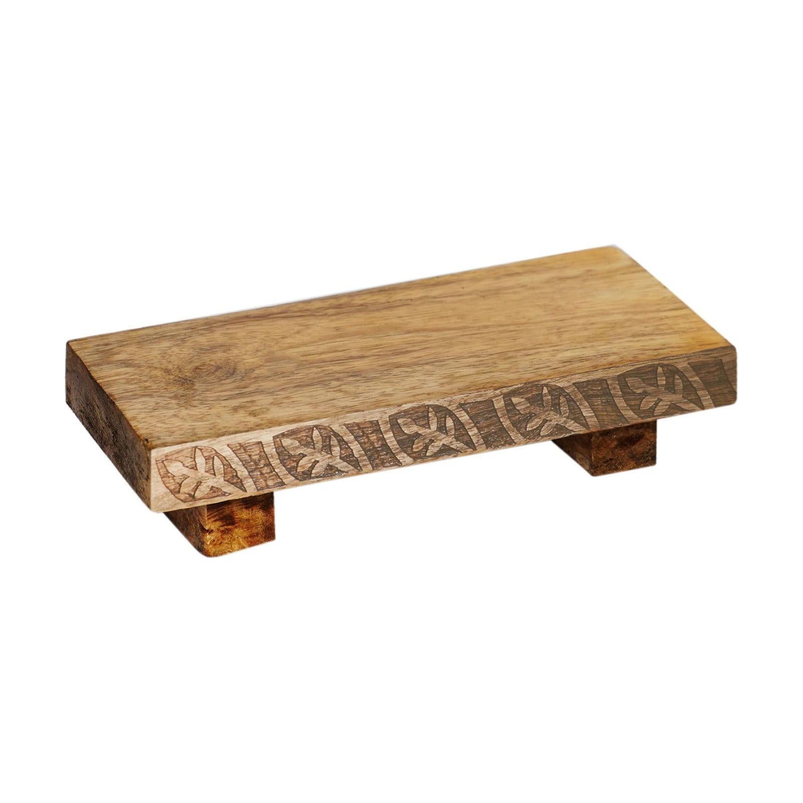 Small Wood Pedestal Stand / Brown / 9 x 4