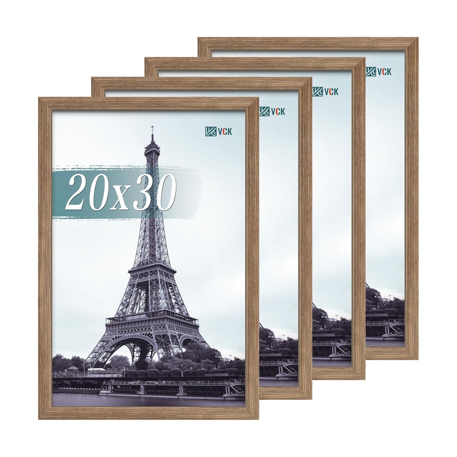 VCK 20x30 Frame Walnut 4 Pack, Wide Thick Wood Border, for Poster/Print | Exclusive Woodgrain, Wall Hanging, HD