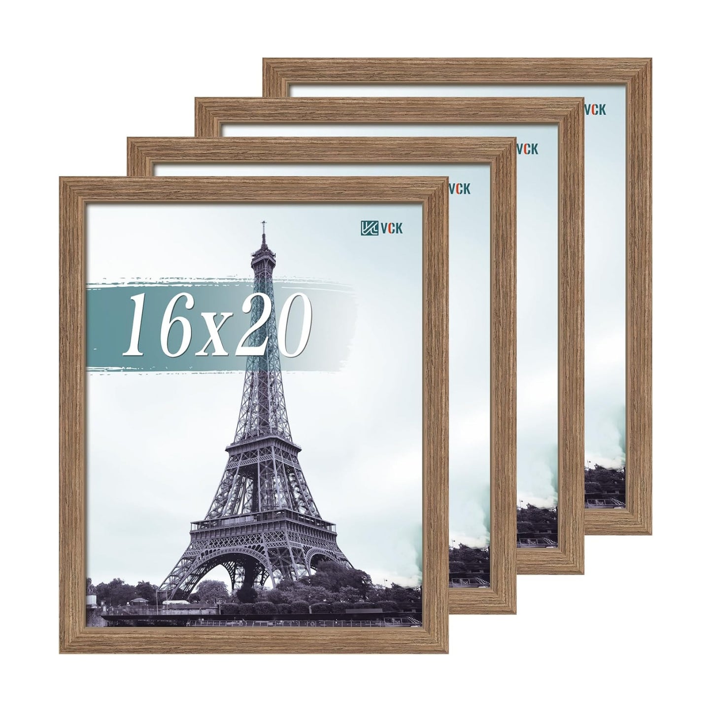 VCK 16x20 Frames Walnut 4 Pack, Wide Thick Wood Border, for Poster/Prints | Exclusive Woodgrain, Wall Hanging, HD