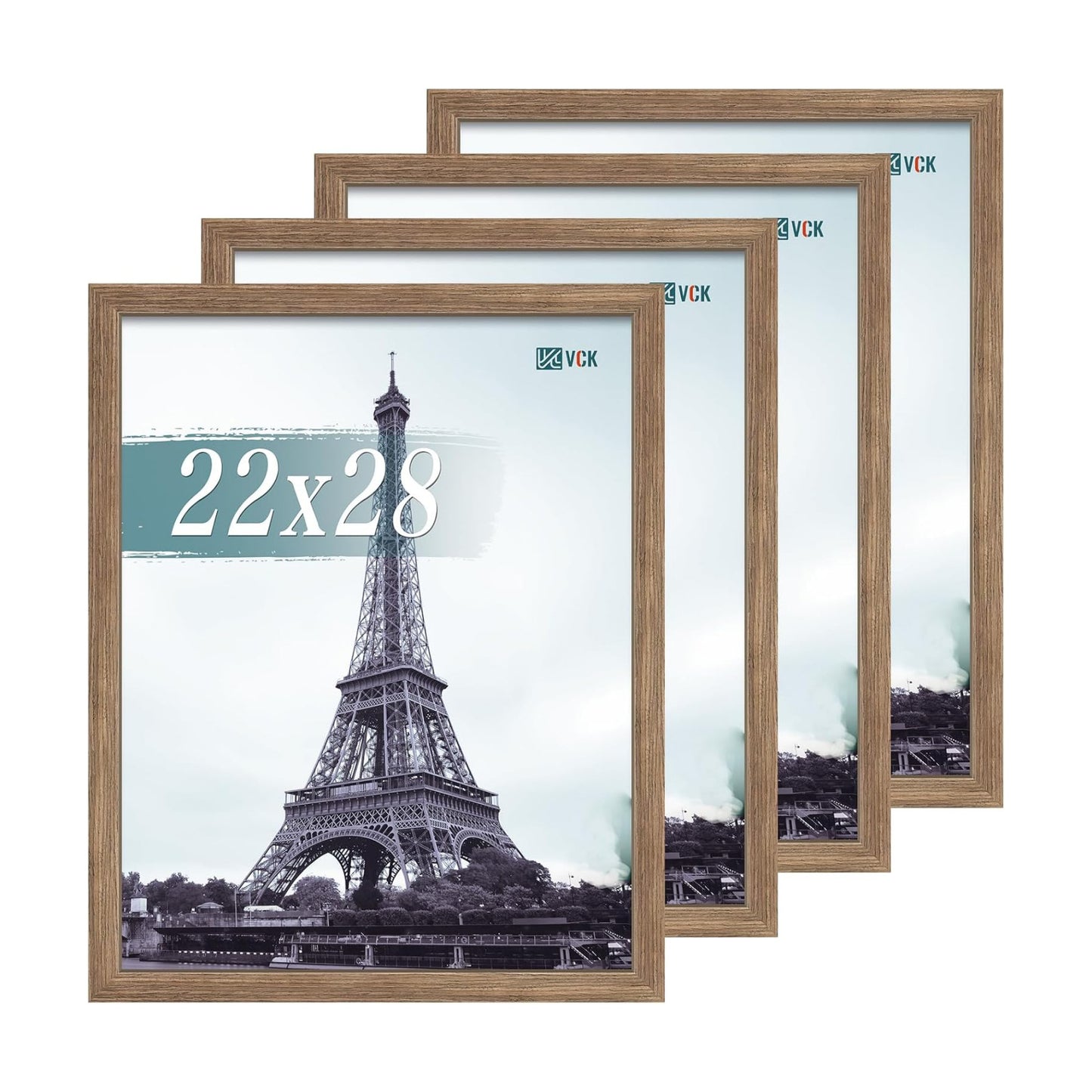 VCK 22x28 Frame Walnut 4 Pack, Wide Thick Wood Border, for Poster/Print | Exclusive Woodgrain, Wall Hanging, HD