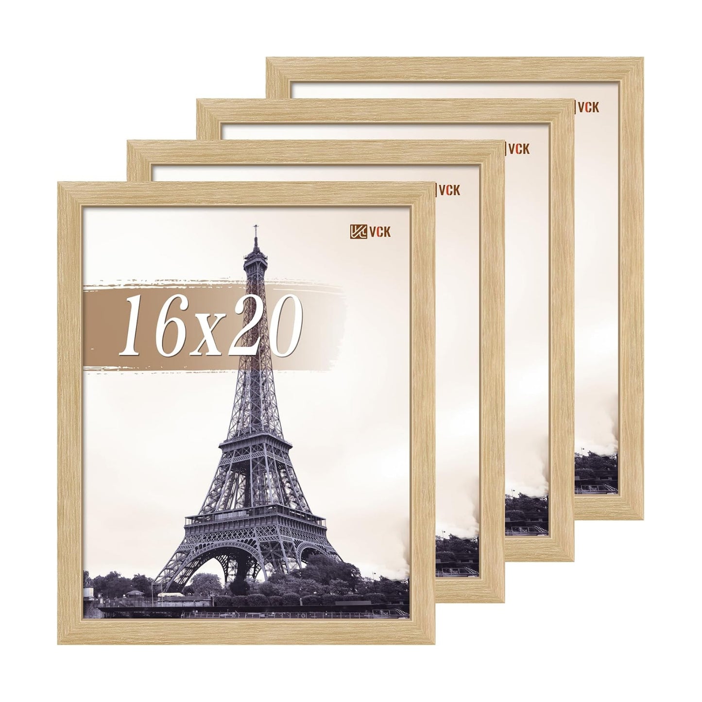 VCK 16x20 Frames Oak 4 Pack, Wide Thick Wood Border, for Poster/Prints | Exclusive Woodgrain, Wall Hanging, HD