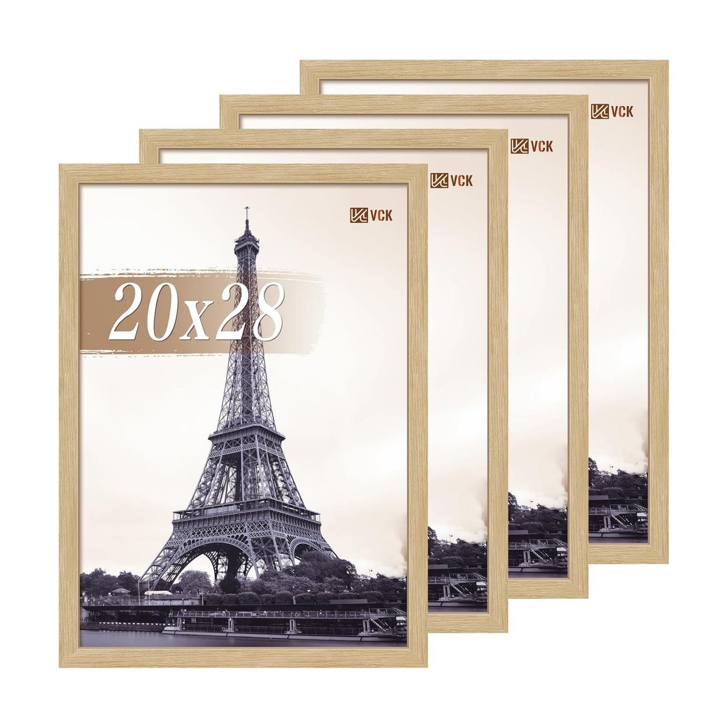 VCK 20x28 Picture Frame Oak 4 Pack, Wide Thick Wood Border, for Poster | Exclusive Woodgrain, Wall Hanging, HD