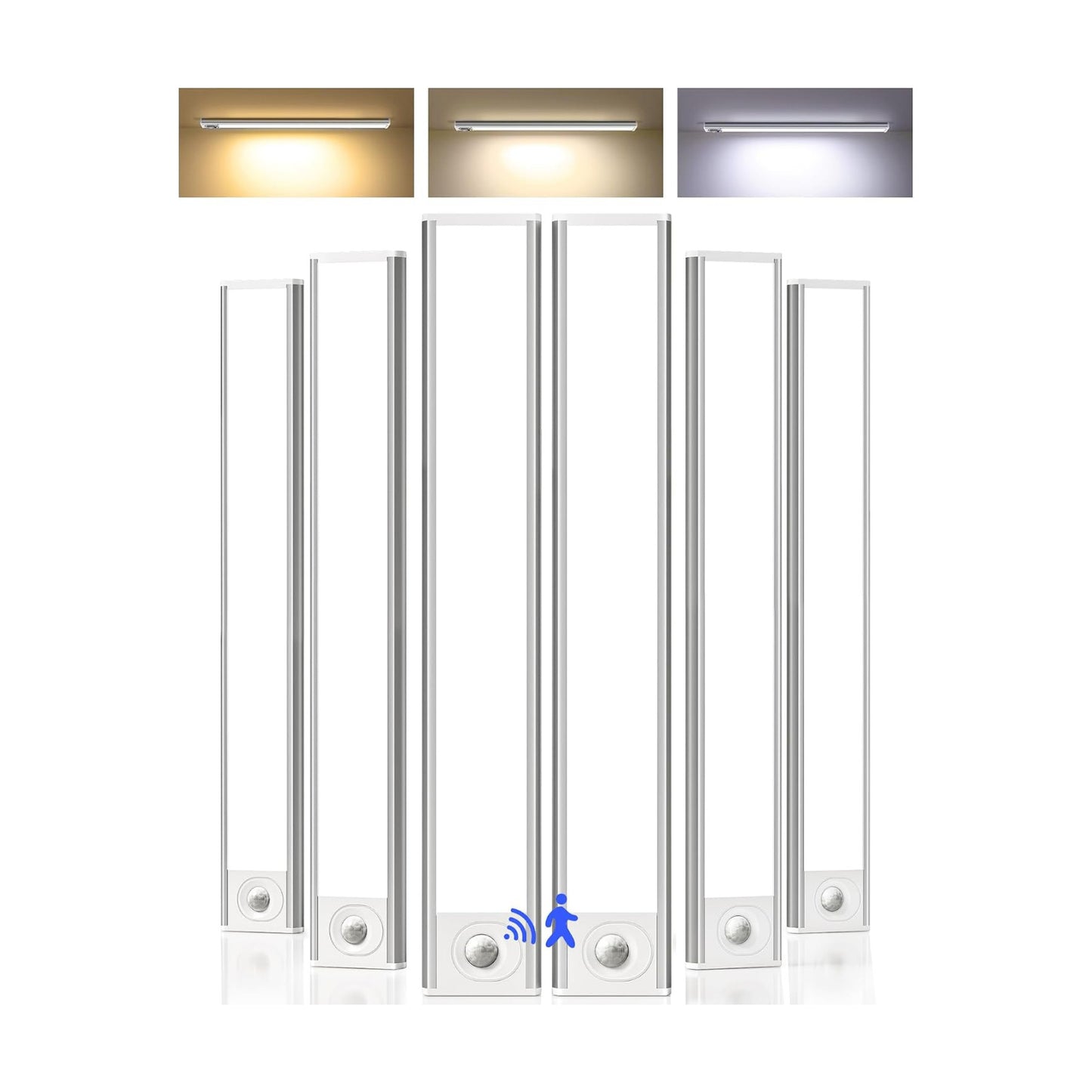 16inch Under Cabinet Lighting, 6Pack Rechargeable Motion Sensor Light Indoor, Magnetic Closet Lights with Dimmable & 3