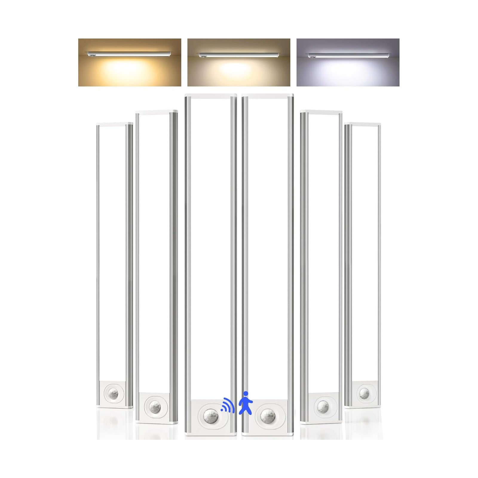 16inch Under Cabinet Lighting, 6Pack Rechargeable Motion Sensor Light Indoor, Magnetic Closet Lights with Dimmable & 3