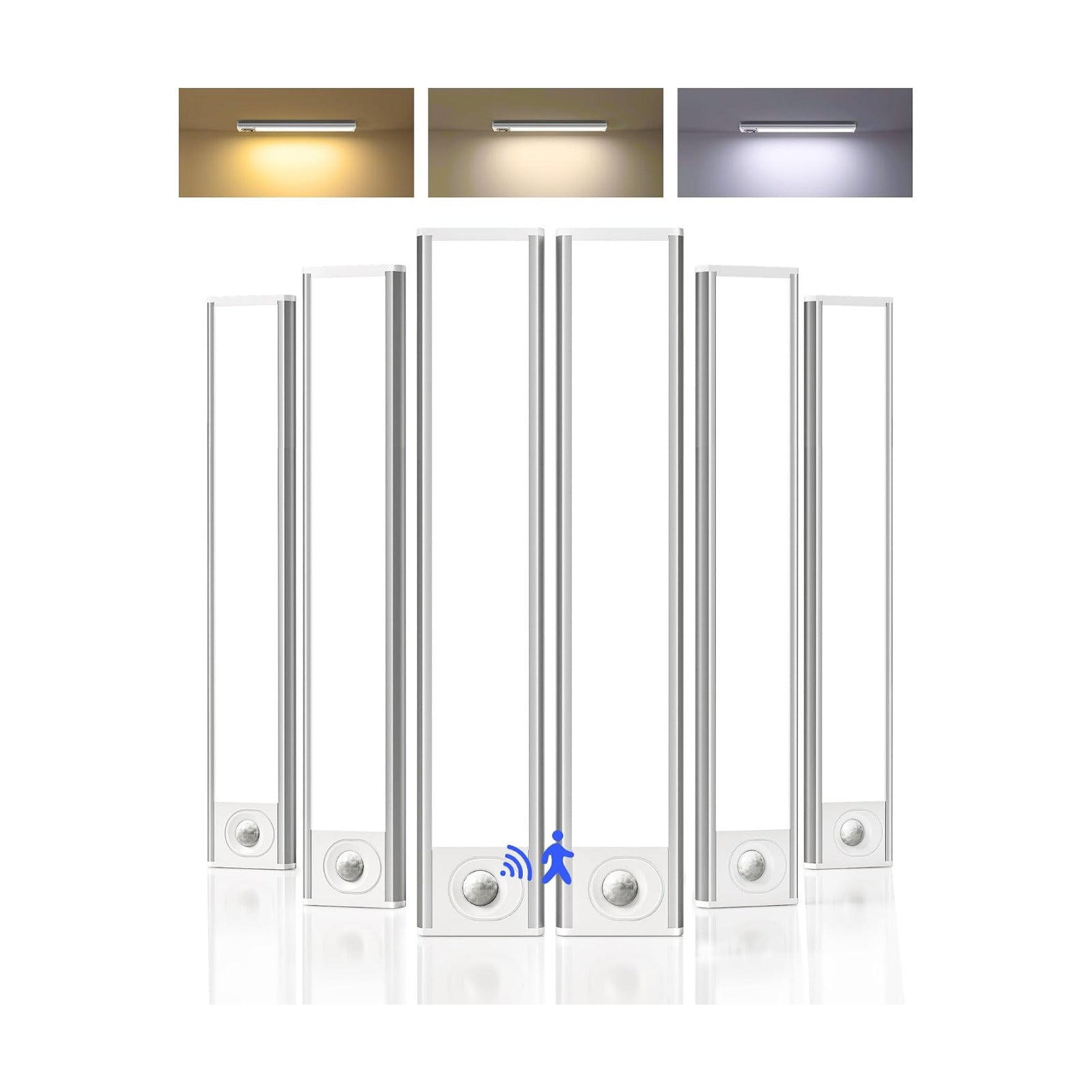 Under Cabinet Lights, Motion Sensored Closet Lights | 6-Pack, 1800mAh Rechargeable Battery, Wireless, Magnetic, 3 Color