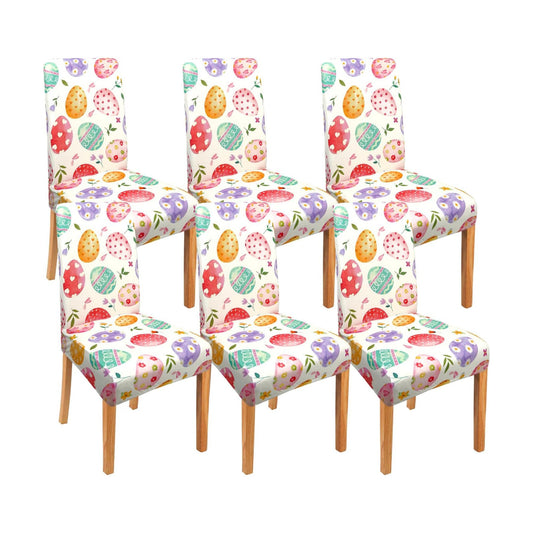 Easter Chair Covers Set of 6,Happy Easter Colorful Easter Egg Dining Chair Cover, Removable Washable Dining Chair Covers,Suitable for Easter Spring Kitchen Restaurant Decor