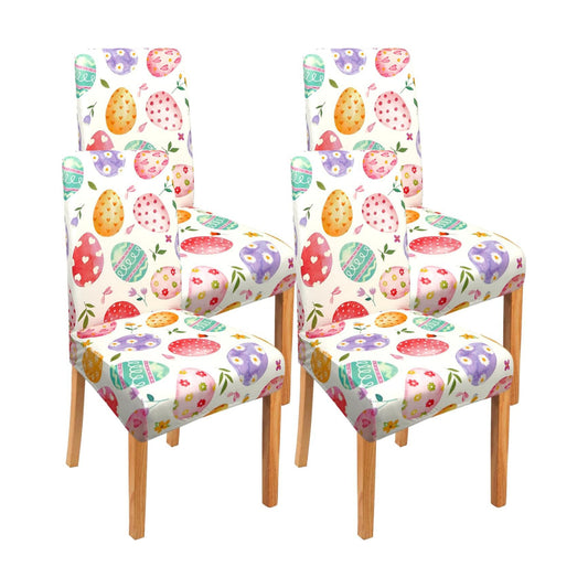 Easter Chair Covers Set of 4,Happy Easter Colorful Easter Egg Dining Chair Cover, Removable Washable Dining Chair Covers,Suitable for Easter Spring Kitchen Restaurant Decor