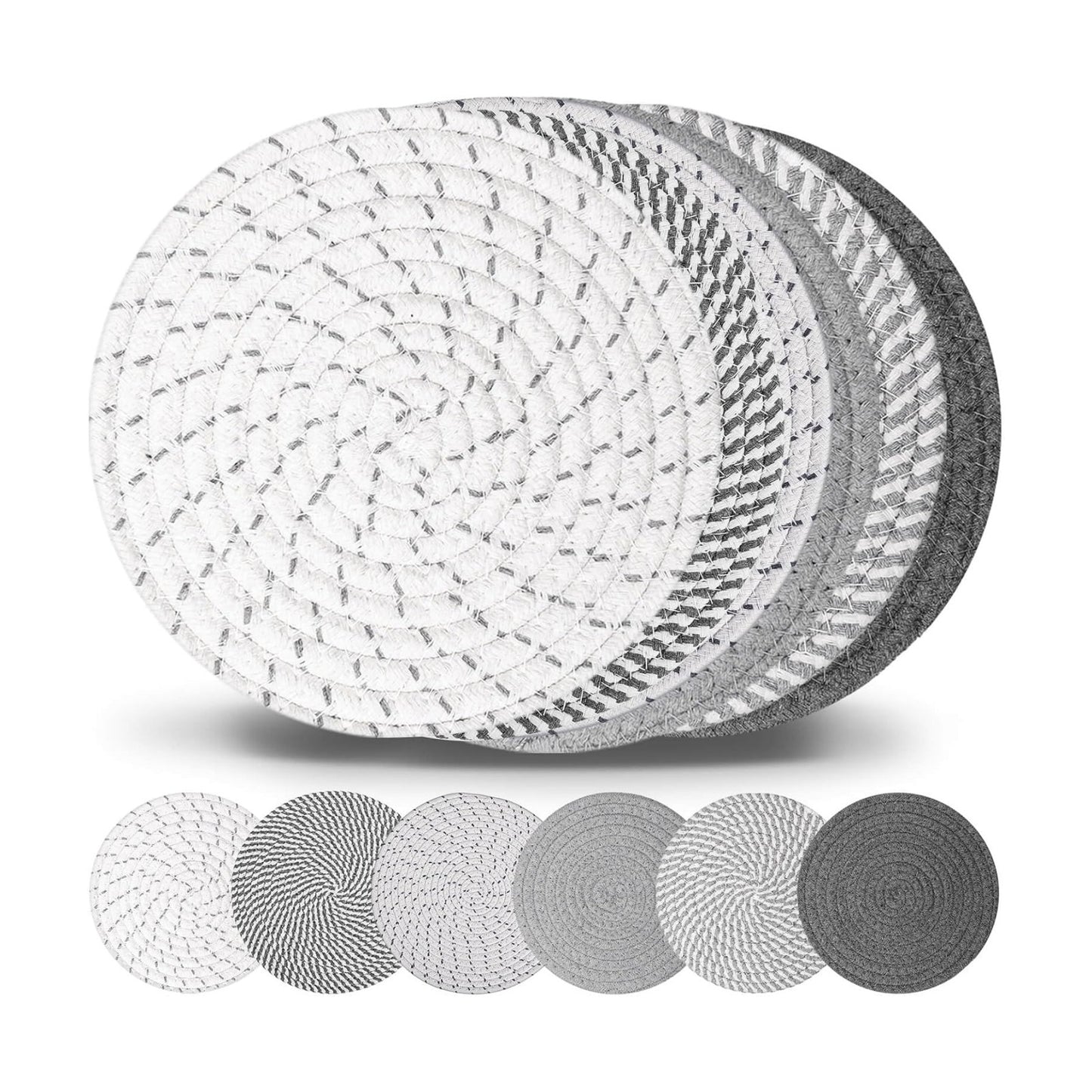 Billbotk 10" Trivets for Hot Dishes, Hot pots and Pans, Set of 6, Heat Resistant Pot Holders for Kitchen, Hot Pads for