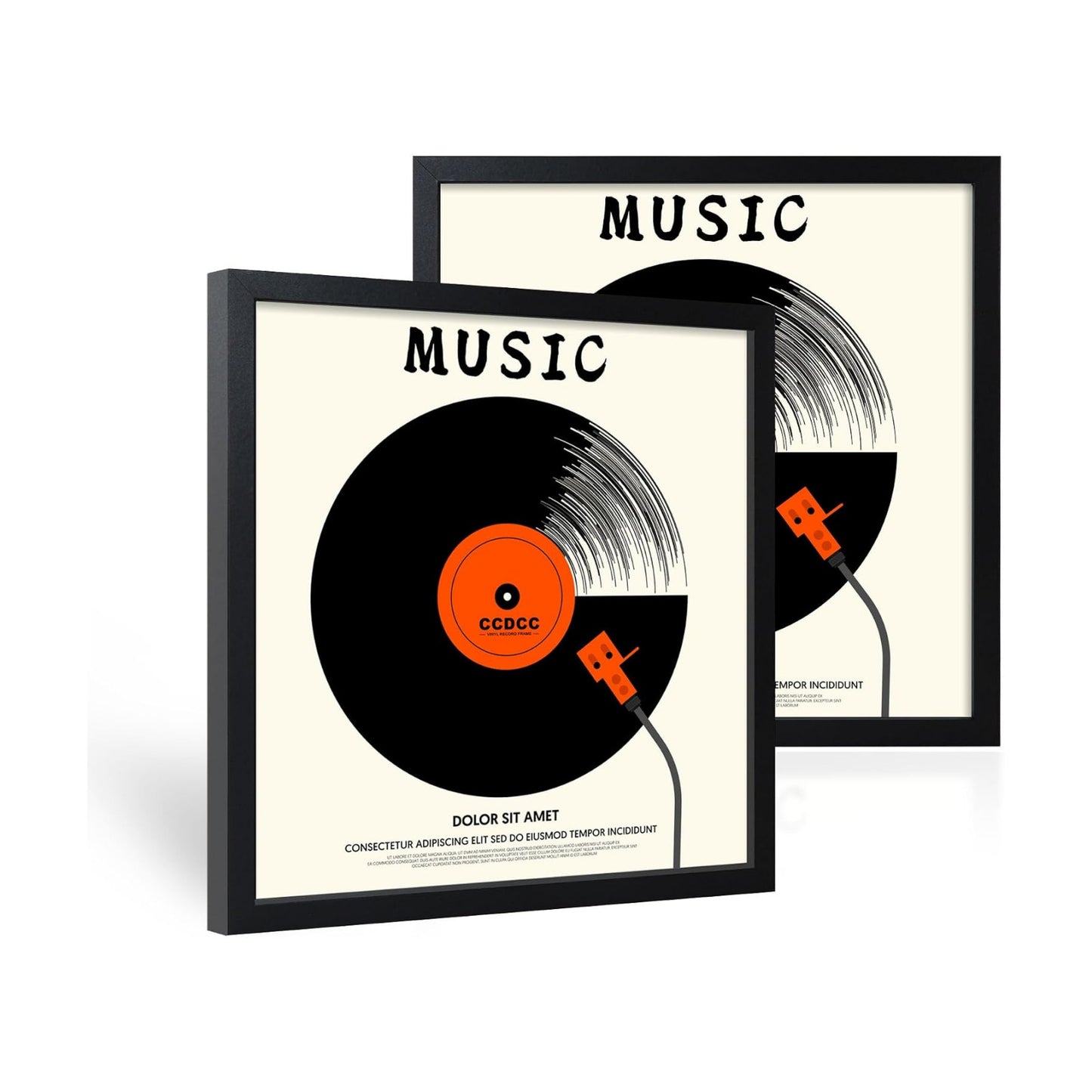 12.6x12.6 Vinyl Record Frame 2 Pack, Black Wooden Album Cover Display Frame with Tempered Glass Cover for Any 12 By 12