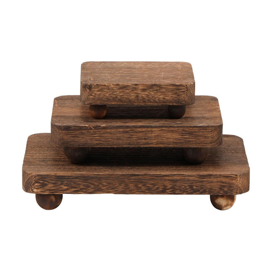 Square Wood Pedestal Stand / Set of 3
