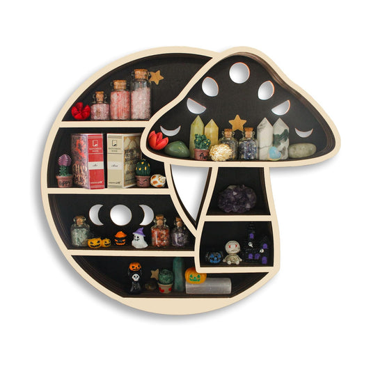 Wooden Mushroom Floating Shelves / Mushroom & Moon