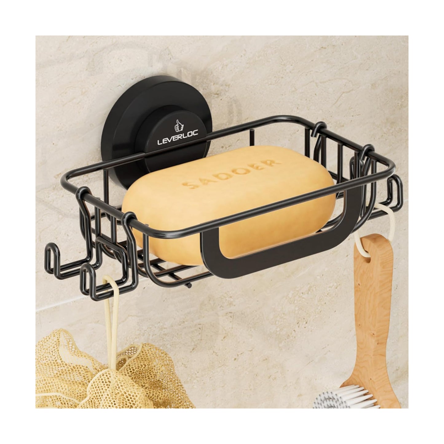 Hooks / Bar Soap Holder for Shower / Black / 1 Tire