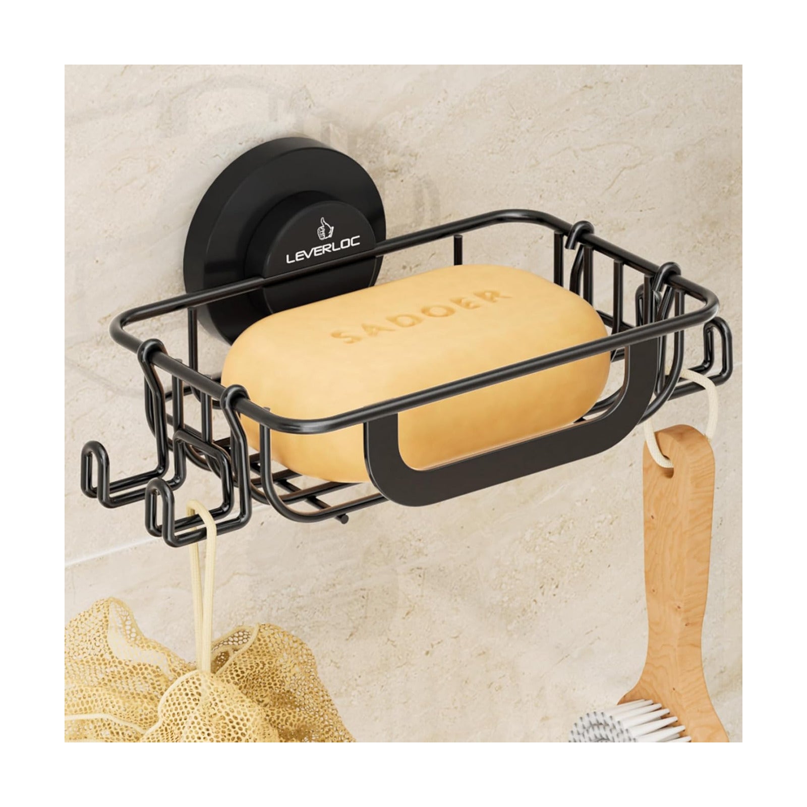 Hooks / Bar Soap Holder for Shower / Black / 1 Tire