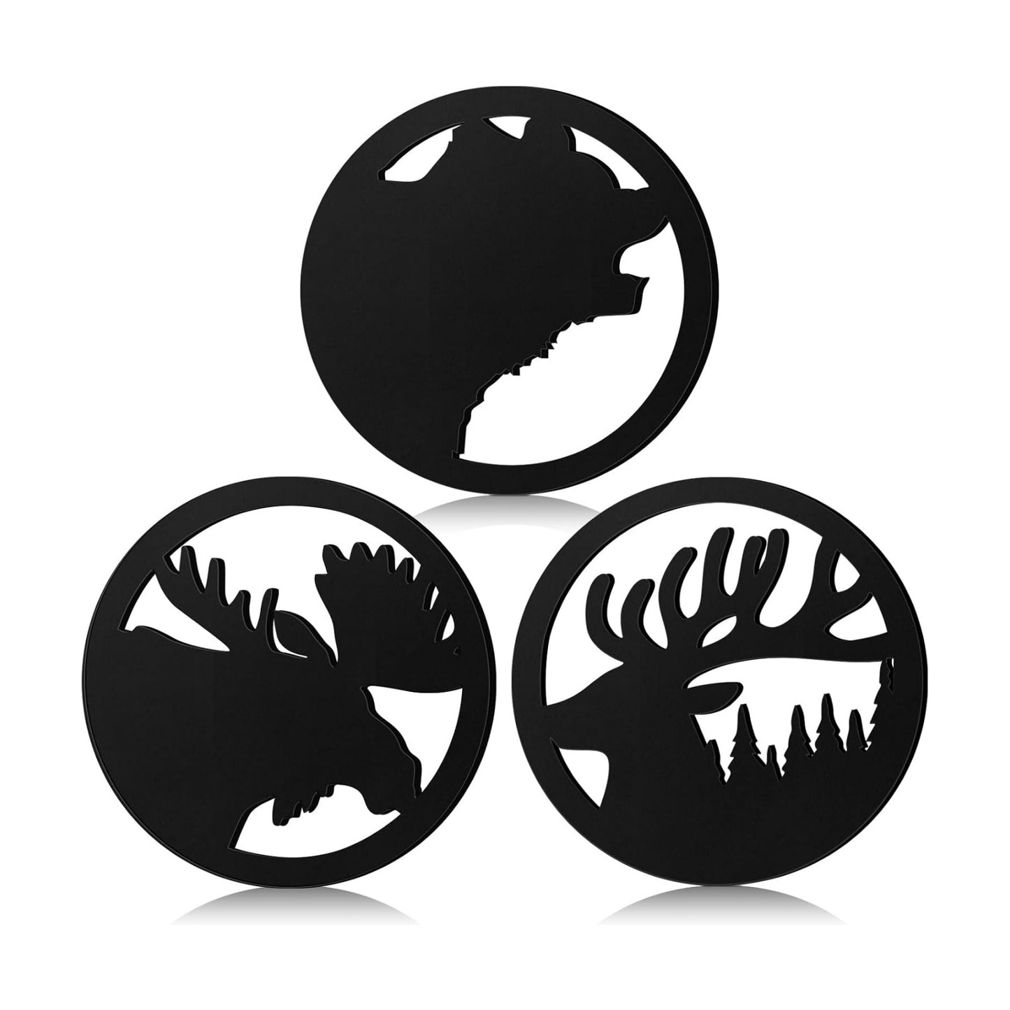 Reallnaive 3 Pcs Cast Iron Trivets Cookware Black Bear Kitchen Accessories 7.87 Inch Metal Trivets for Hot Dishes Dutch