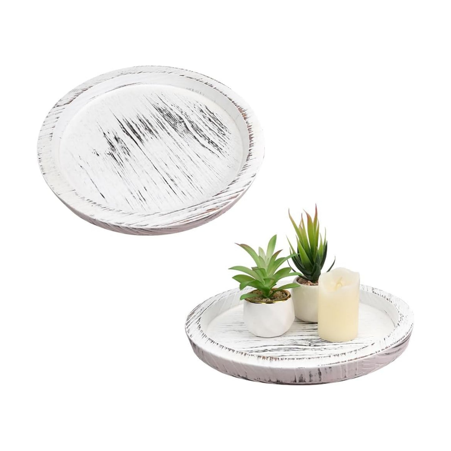 Wooden Coffee Table Trays / White / Set of 2