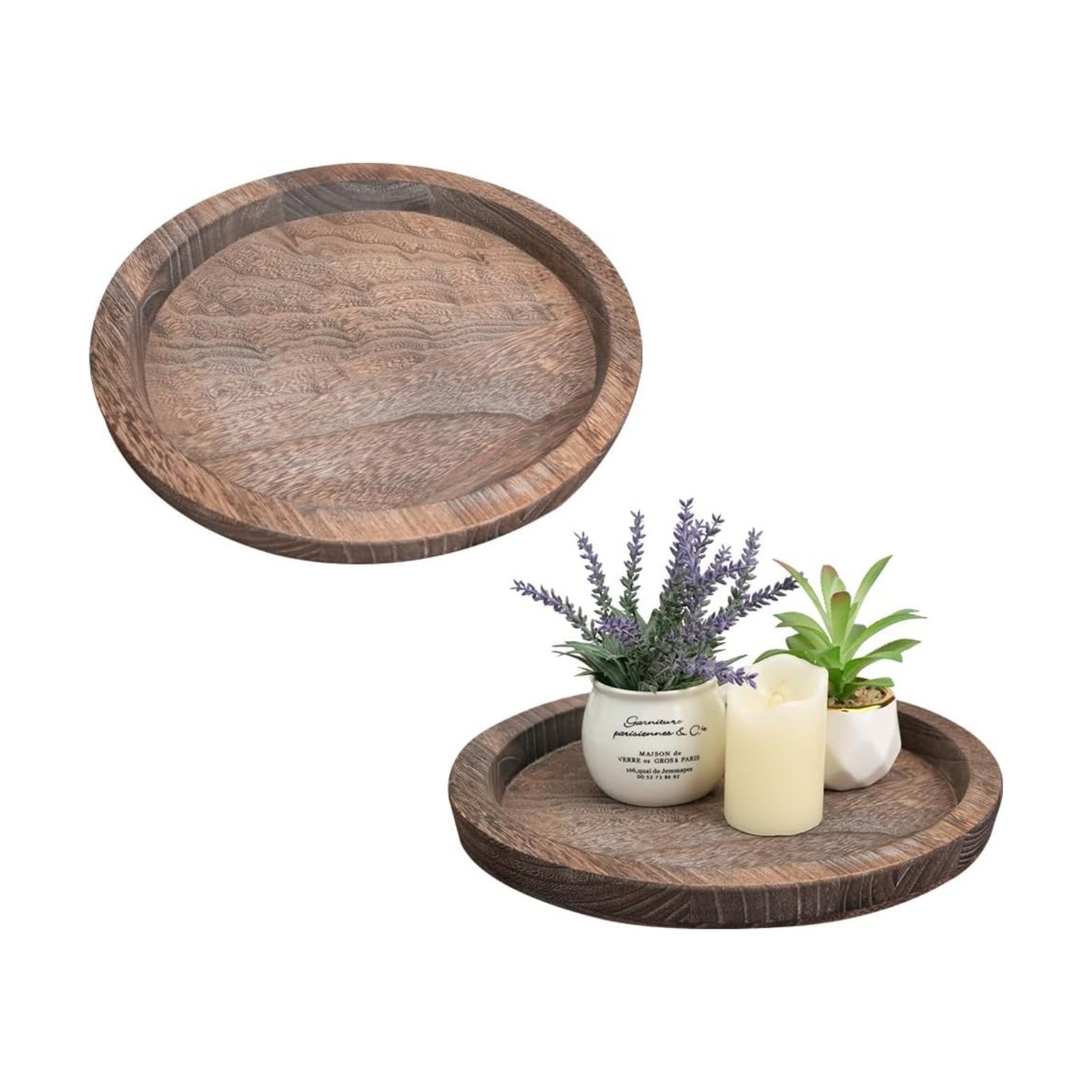 Wooden Coffee Table Tray / Brown / Set of 2