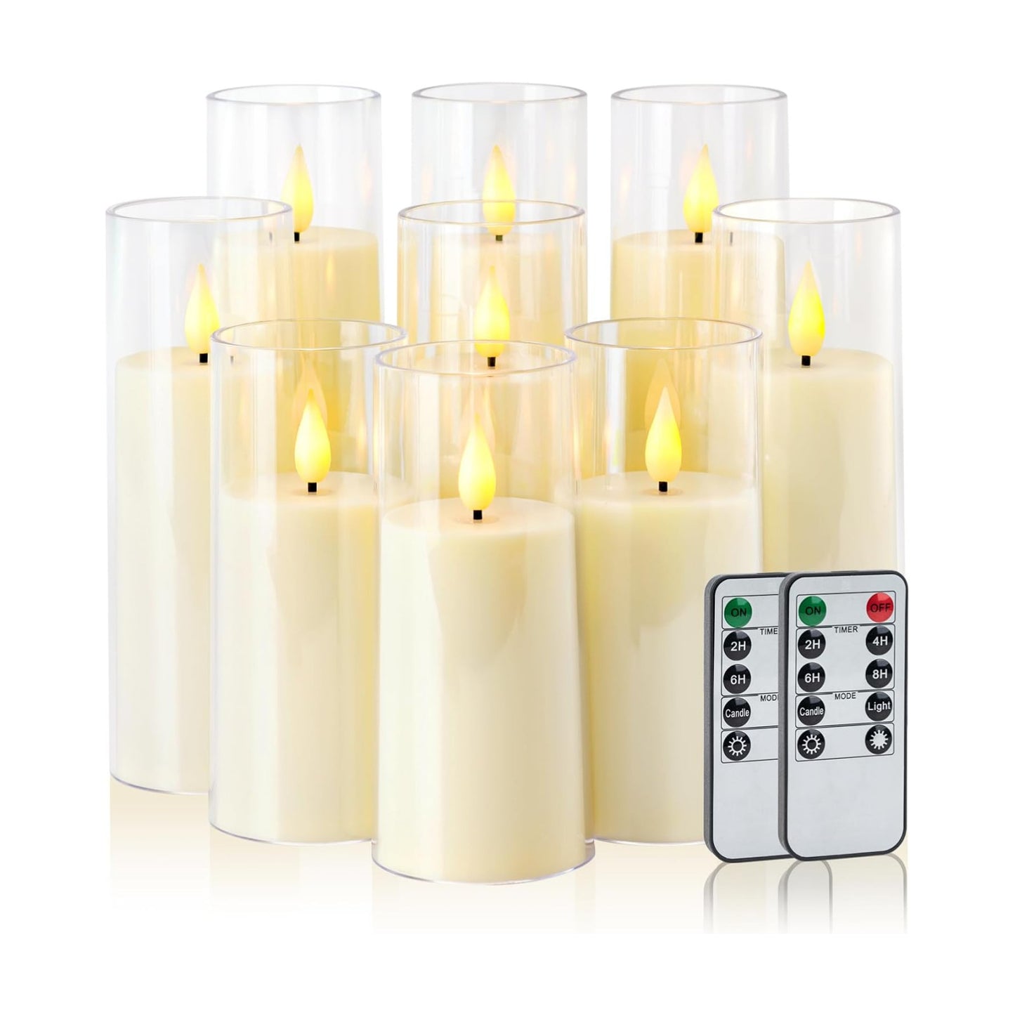 Amagic Ivory Flameless Candles with Remote, Battery Operated Candles with Timer, Acrylic Plexiglass Flickering LED Fake