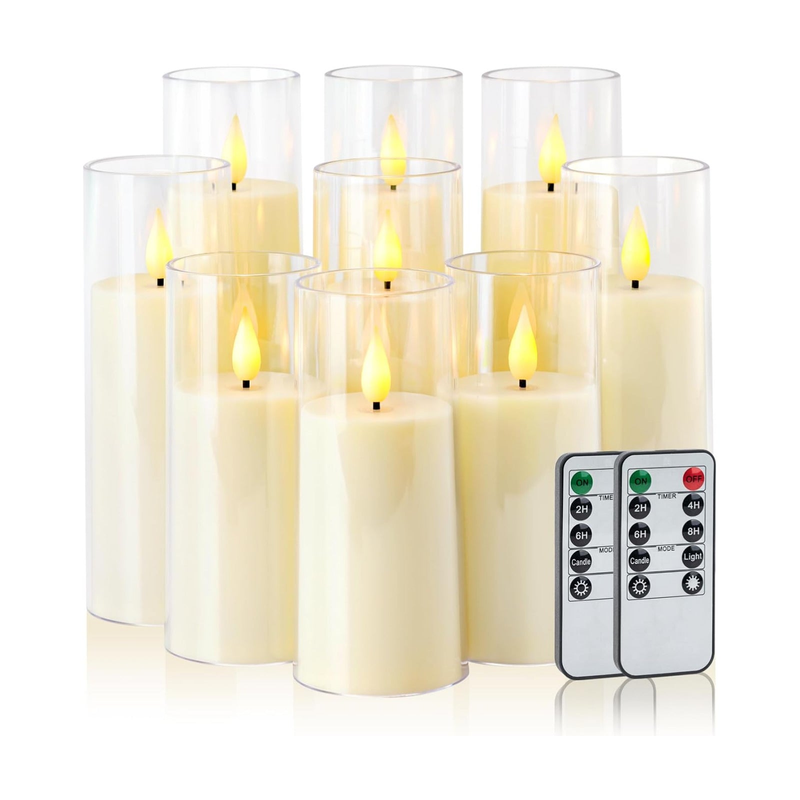 Amagic Ivory Flameless Candles with Remote, Battery Operated Candles with Timer, Acrylic Plexiglass Flickering LED Fake