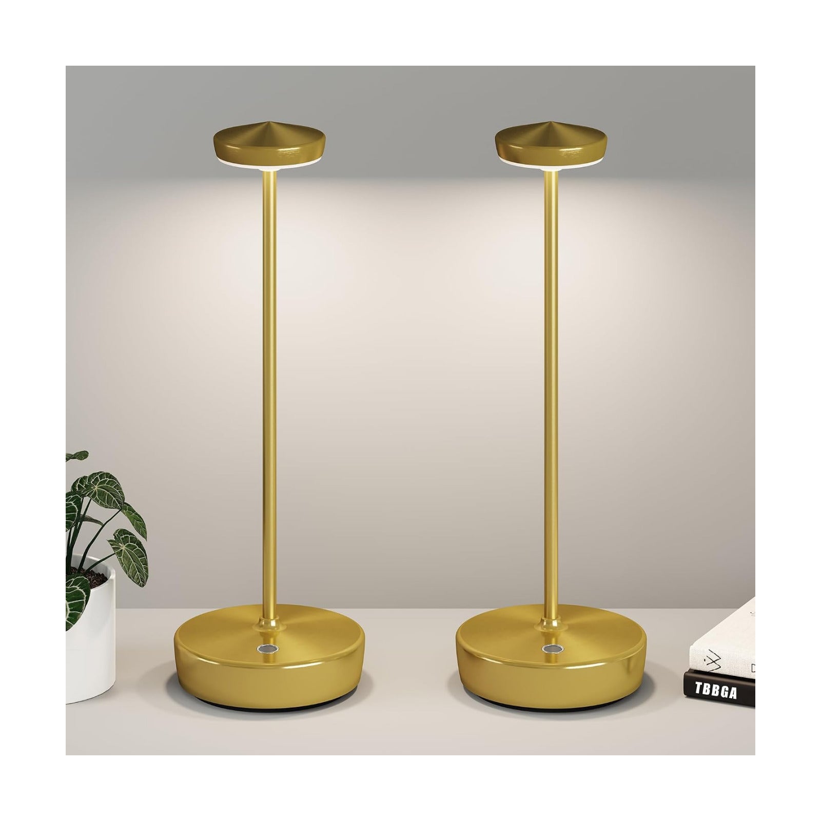 TBBGA Cordless Table Lamp Rechargeable 2 Pack, 5000mAh Battery Table Light | LED, 3 Color Temperatures, Stepless