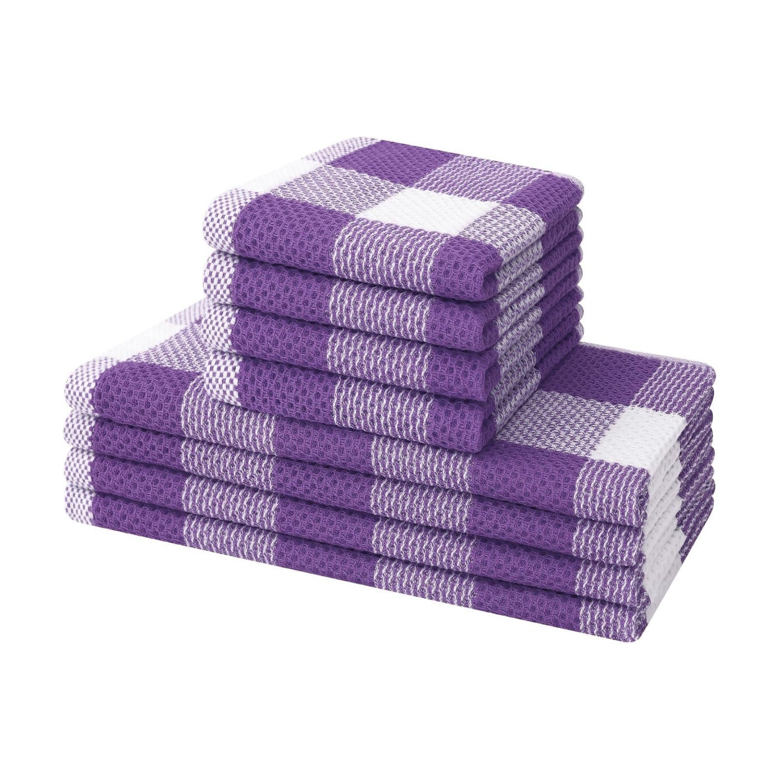 Mordimy 8 Pack Kitchen Towels and Dishcloths Set, Purple & White | 28 X 13 Inch and 12 X 12 Inch, Super Soft