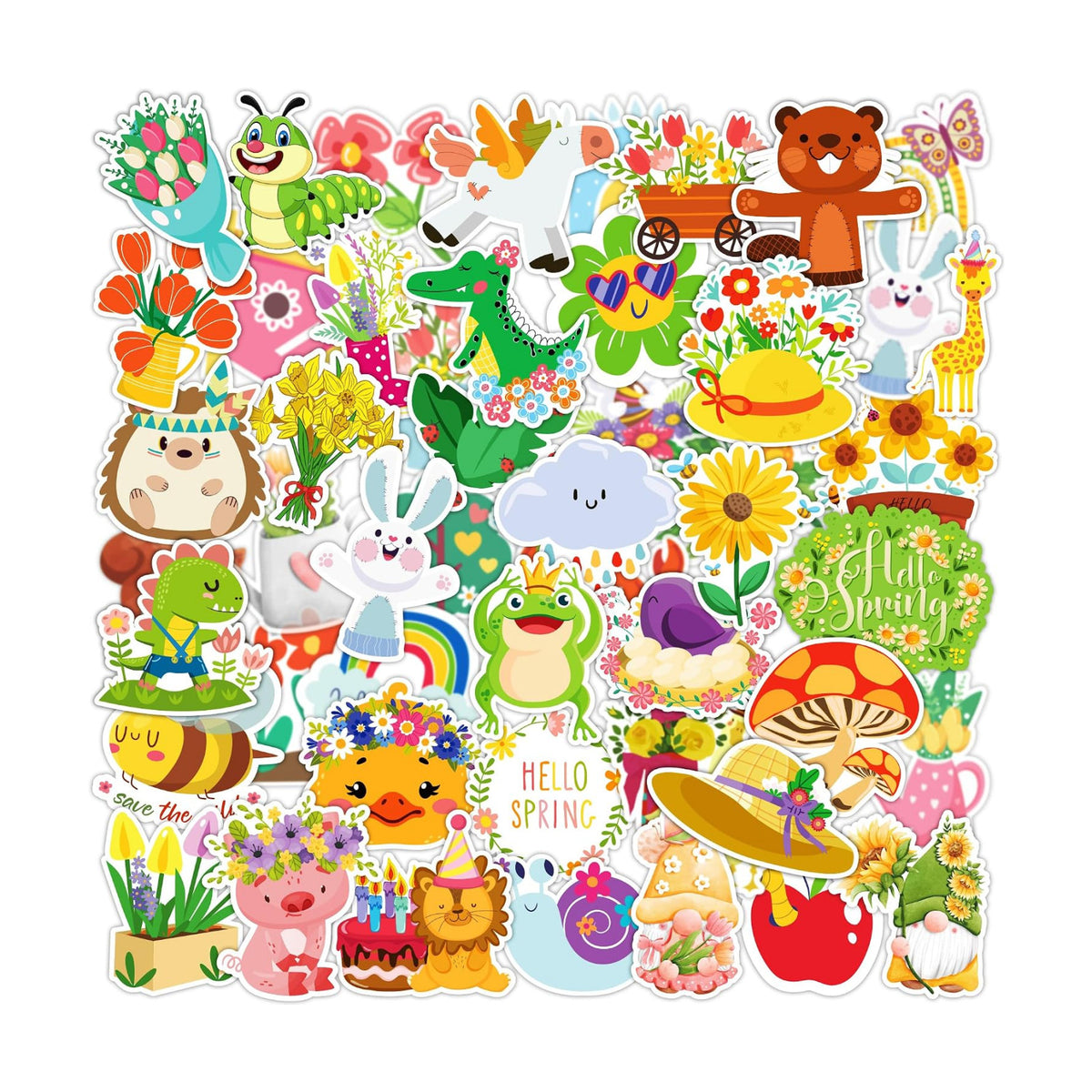OHOME Spring Stickers | 100 PCS Flowers Stickers for Kids - Vinyl Spring Games Toys Gifts Party Favors Supplies - Kids Crafts Accessories Treats Bulk for Classroom