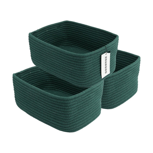 Small Woven Storage Baskets " Decorative Rope Bins / Dark Green / Regular / 12 x 8 x 5