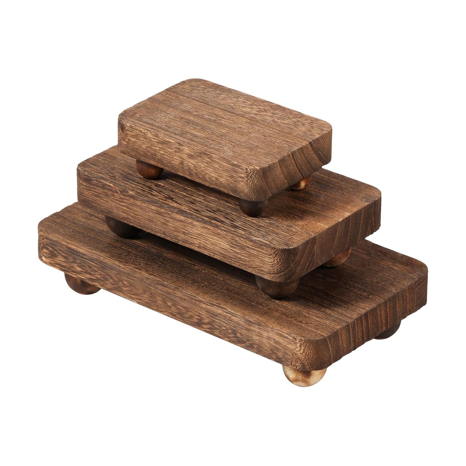 Square Wood Pedestal Stand / Set of 3