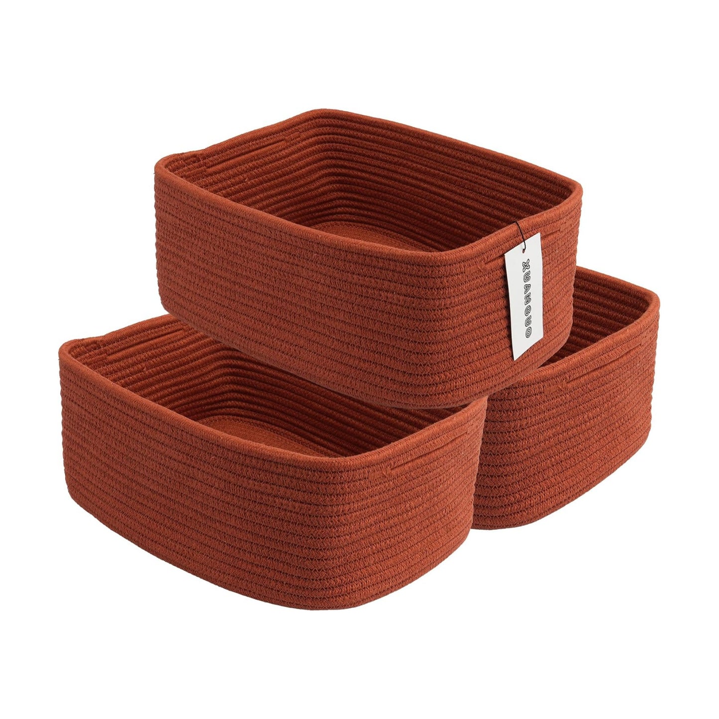 Small Woven Storage Baskets " Decorative Rope Bins for Organizing / Rustic / Regular / 12 x 8 x 5