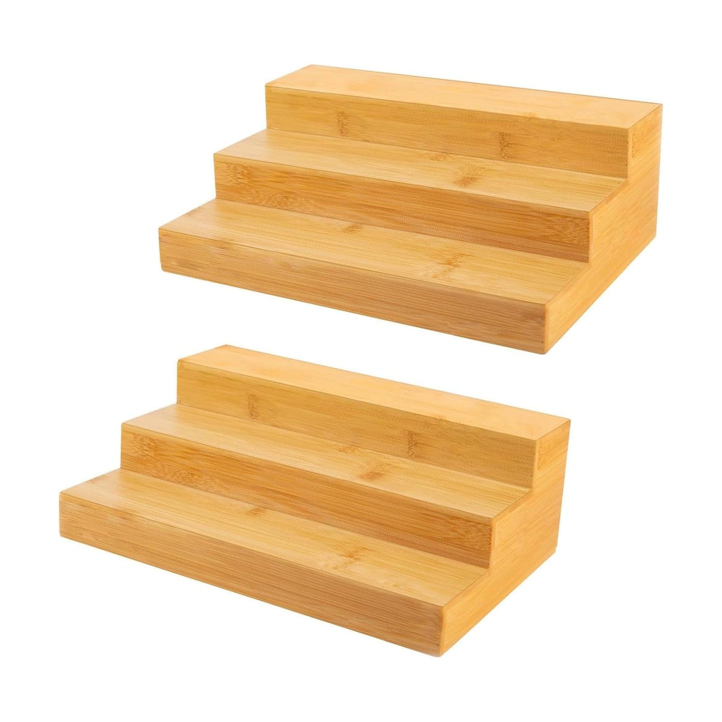 2 Pack Bamboo Spice Rack Organizer for Kitchen Counter, 3 Tier Spice Shelf | 3 Tier Countertop Step Shelf, Seasoning
