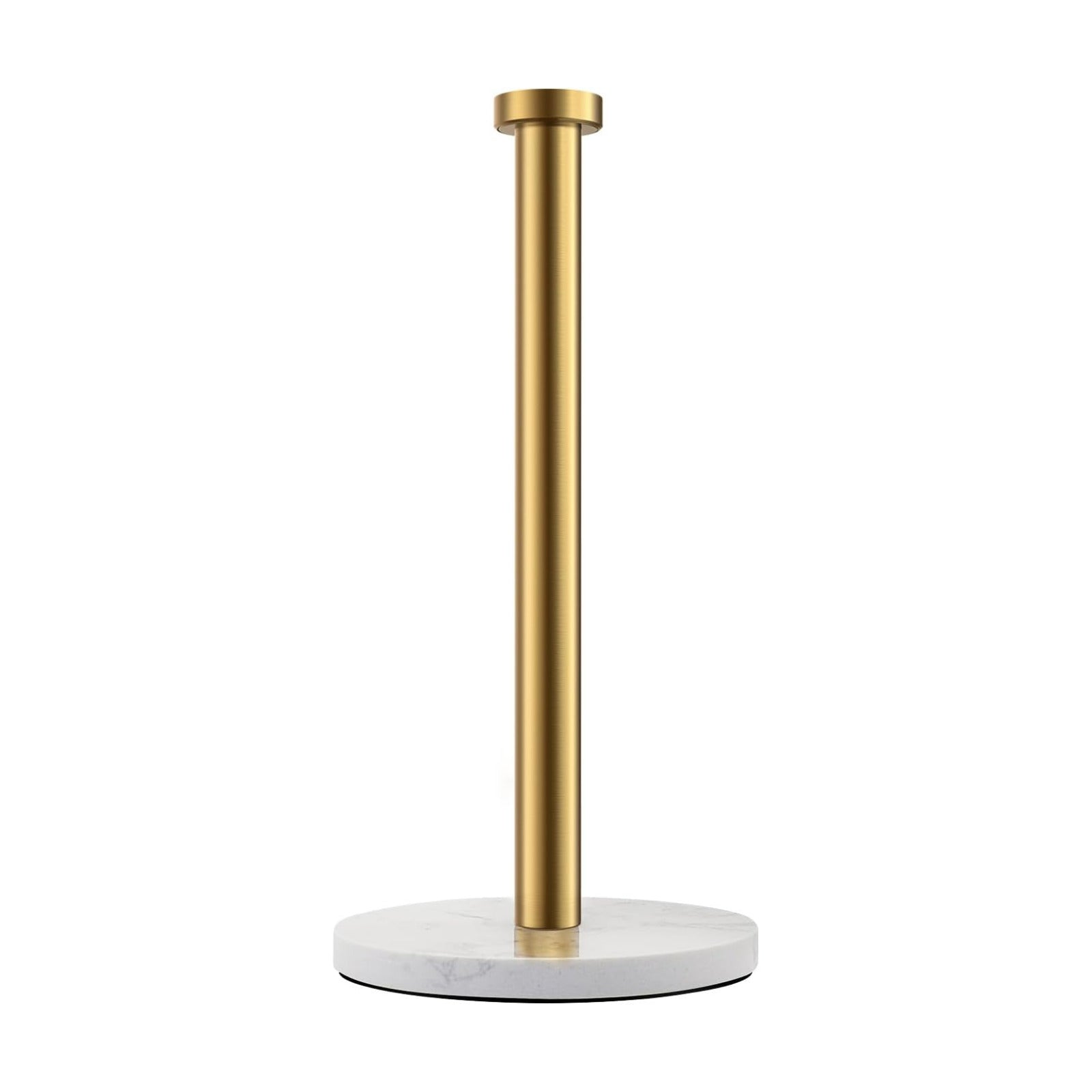 Gold Paper Towel Holder, with Anti Slip Weighted Marble Base | Stainless Steel, One Handed Operation, Countertop Towel