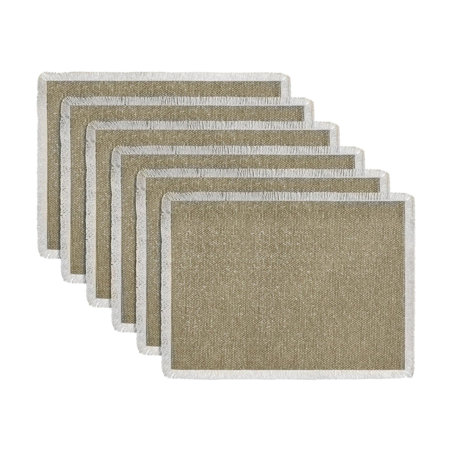 Hausattire Cotton Frayed Placemats Set of 6 Dining Table 13x19 Inch | Farmhouse Boho Washable Easter Placemat for