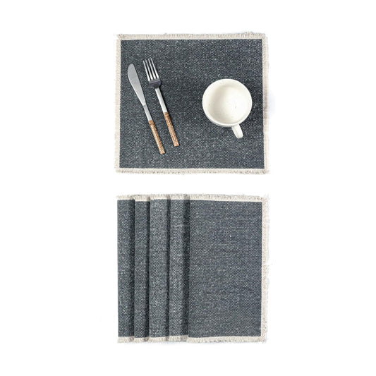 Hausattire Cotton Frayed Placemats Set of 6 Dining Table 14x14 Inch | Rustic Boho Washable Easter Placemat for Outdoor