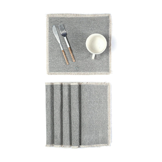 Hausattire Cotton Frayed Placemats Set of 6 Dining Table 14x14 Inch | Rustic Farmhouse Boho Washable Easter Placemat