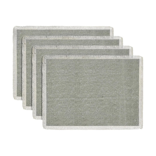 Hausattire Cotton Frayed Placemats Set of 4 Dining Table 13x19 Inch | Rustic Farmhouse Boho Washable Easter Placemat