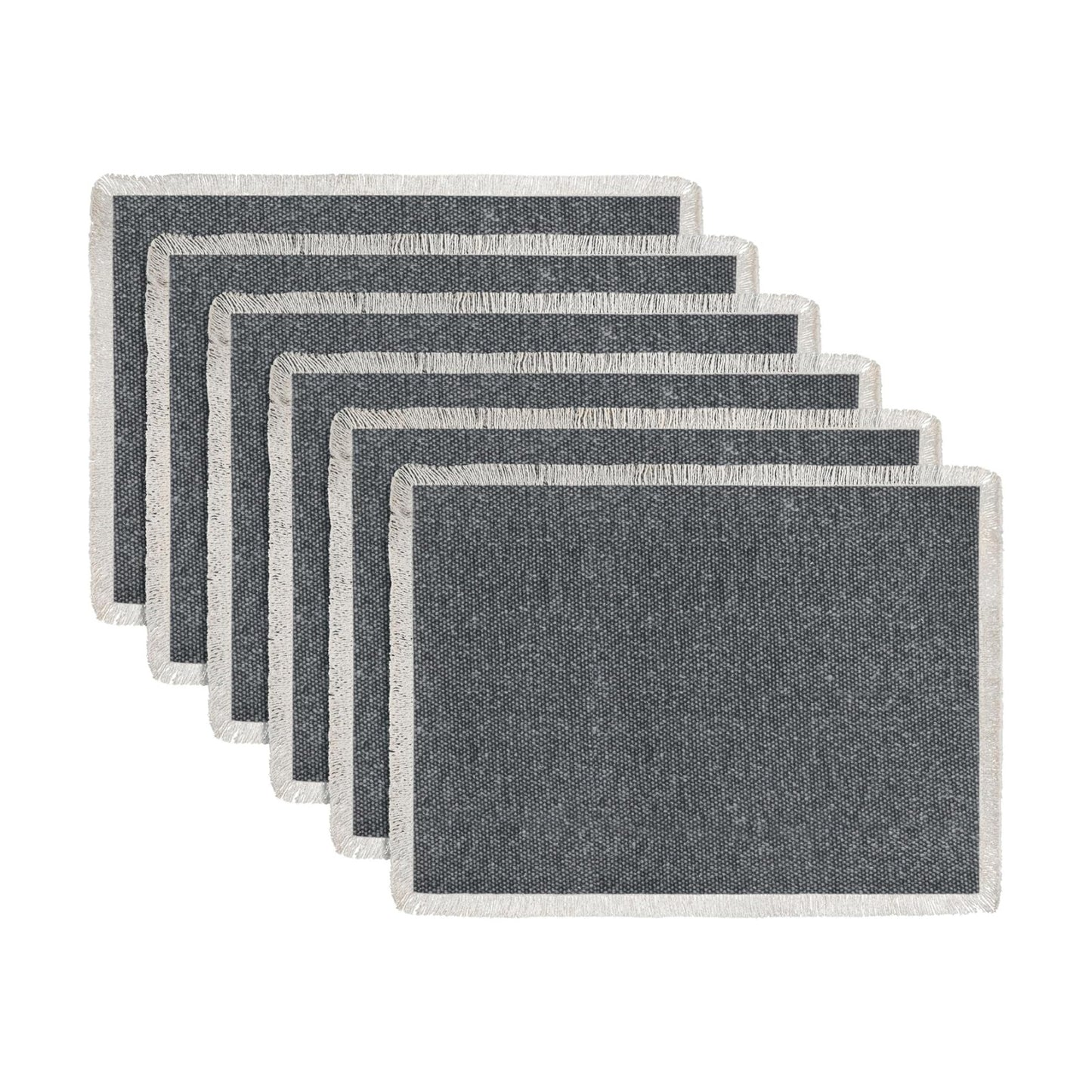 Hausattire Cotton Frayed Placemats Set of 6 Dining Table 13x19 Inch | Rustic Boho Washable Easter Placemat for Outdoor