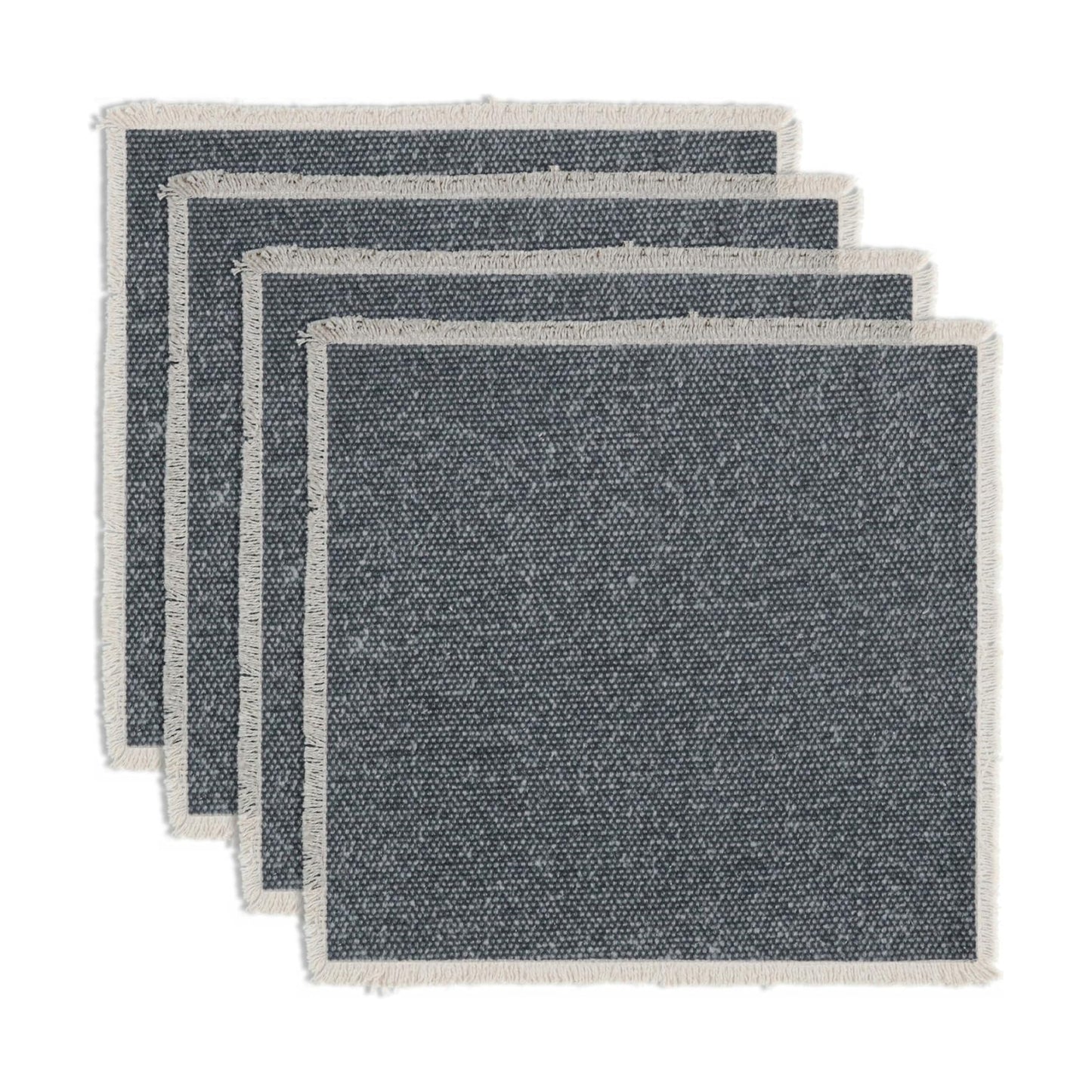 Hausattire Cotton Frayed Placemats Set of 4 Dining Table 14x14 Inch | Rustic Boho Washable Easter Placemat for Outdoor