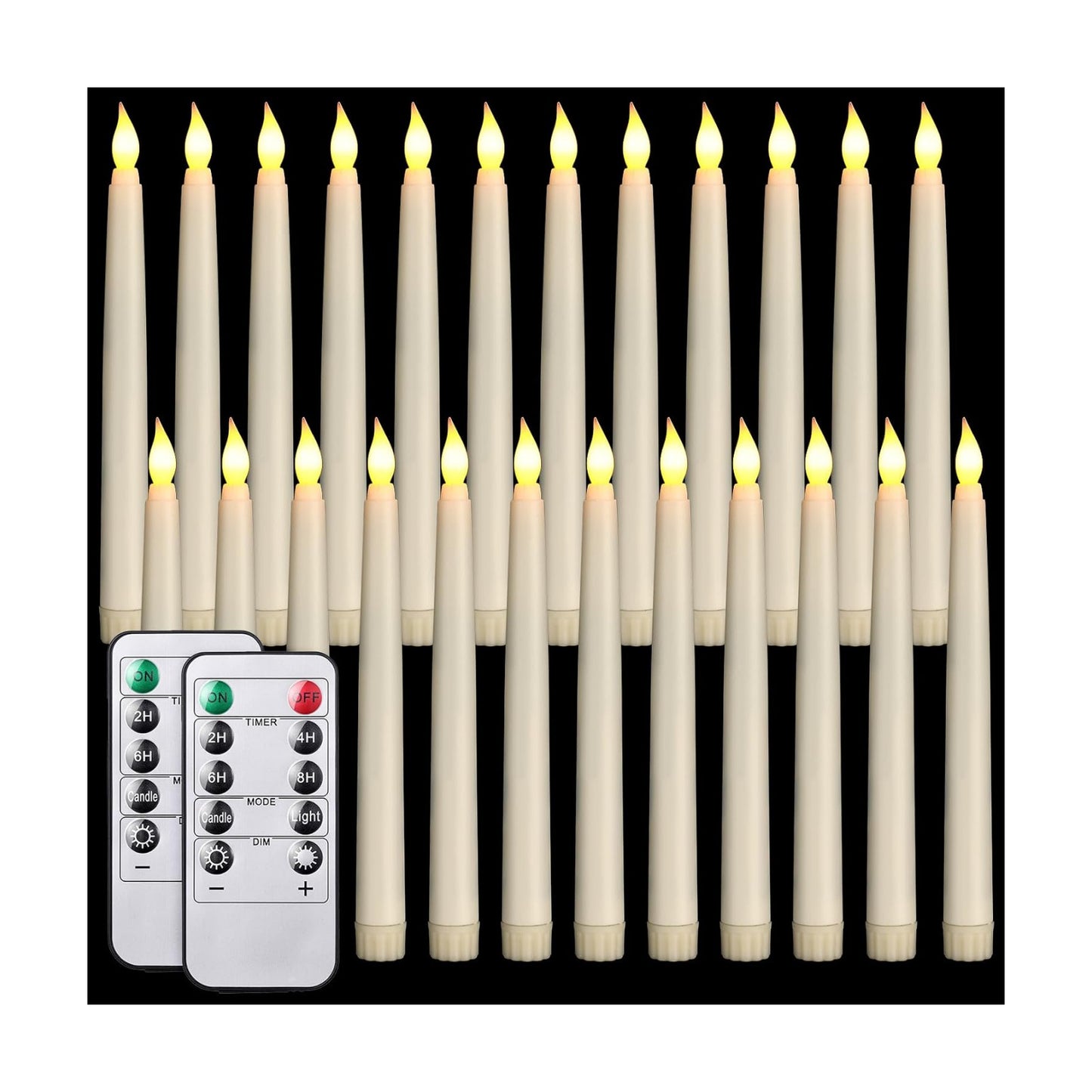 24 Pack 24 Pack Flameless Flicker Taper Candles Bulk with Remote and Timer, Battery Operated LED Warm White Taper