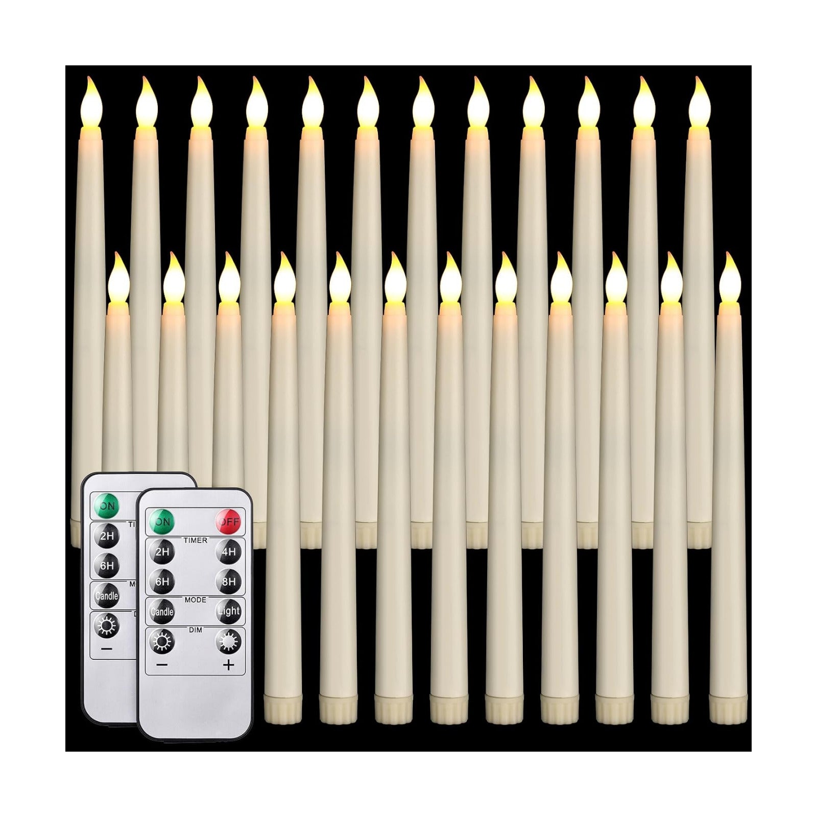 24 Pack 24 Pack Flameless Flicker Taper Candles Bulk with Remote and Timer, Battery Operated LED Warm White Taper