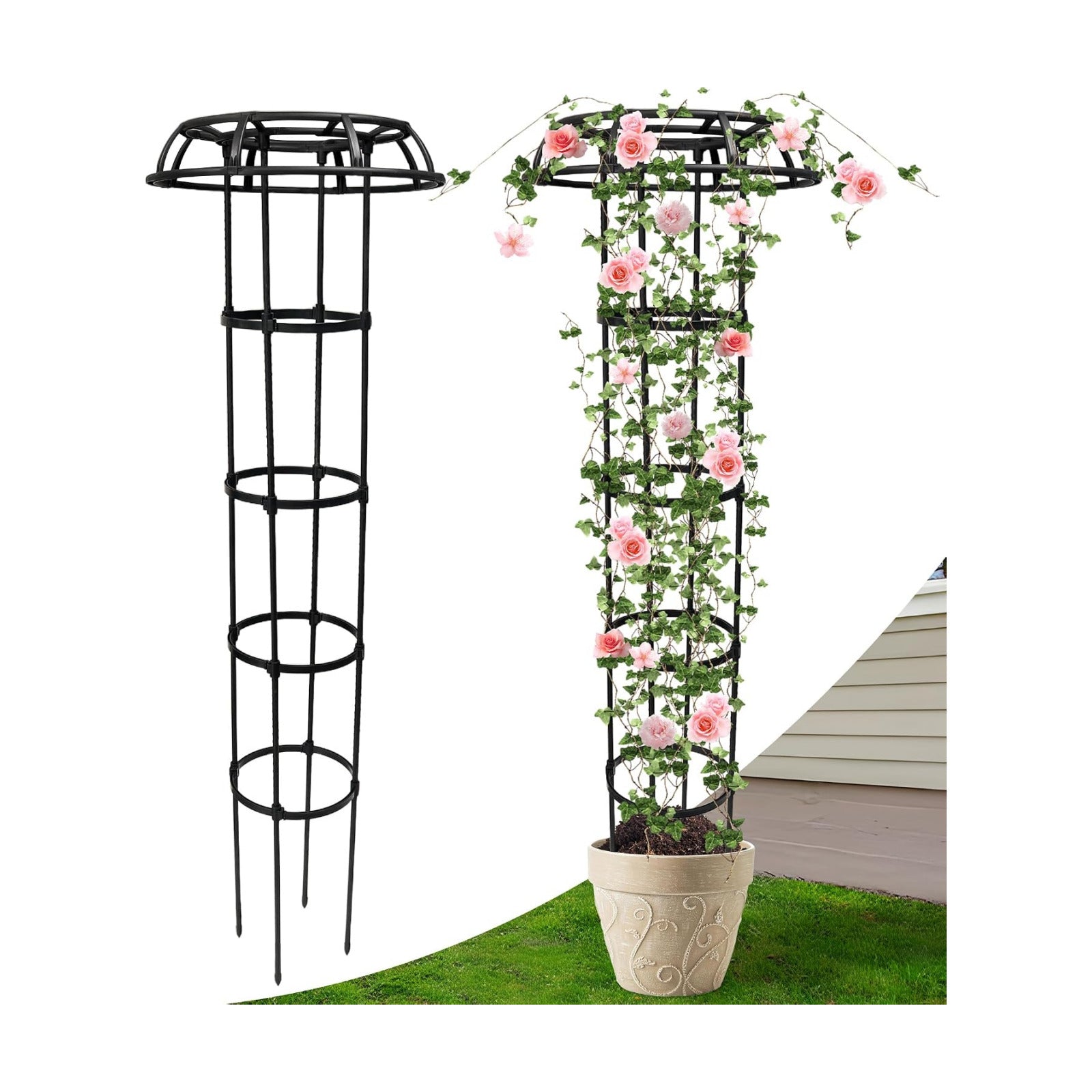 65 Inch Garden Trellis for Climbing Plants Outdoor, Mushroom Top Trellis for Potted Plants, Vines, Roses, Clematis, and