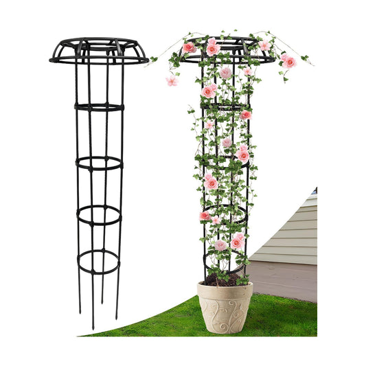 65 Inch Garden Trellis for Climbing Plants Outdoor, Mushroom Top Trellis for Potted Plants, Vines, Roses, Clematis, and
